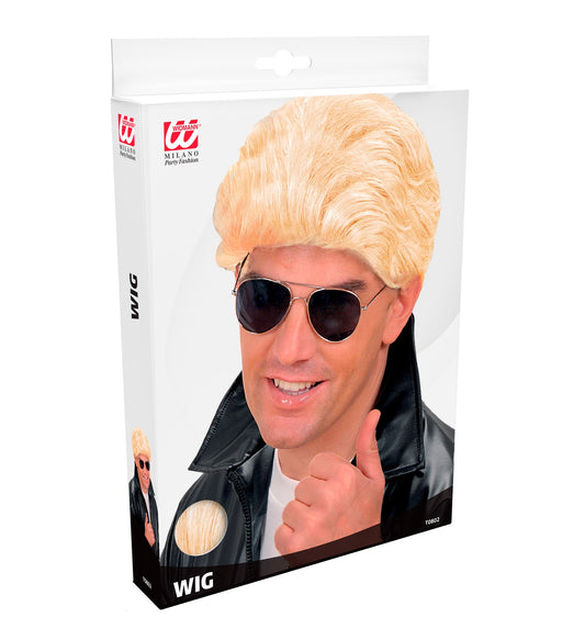Blonde Herrenperücke im 50er Jahre Stil, dichtes Kunsthaar, elastisches Innenband.