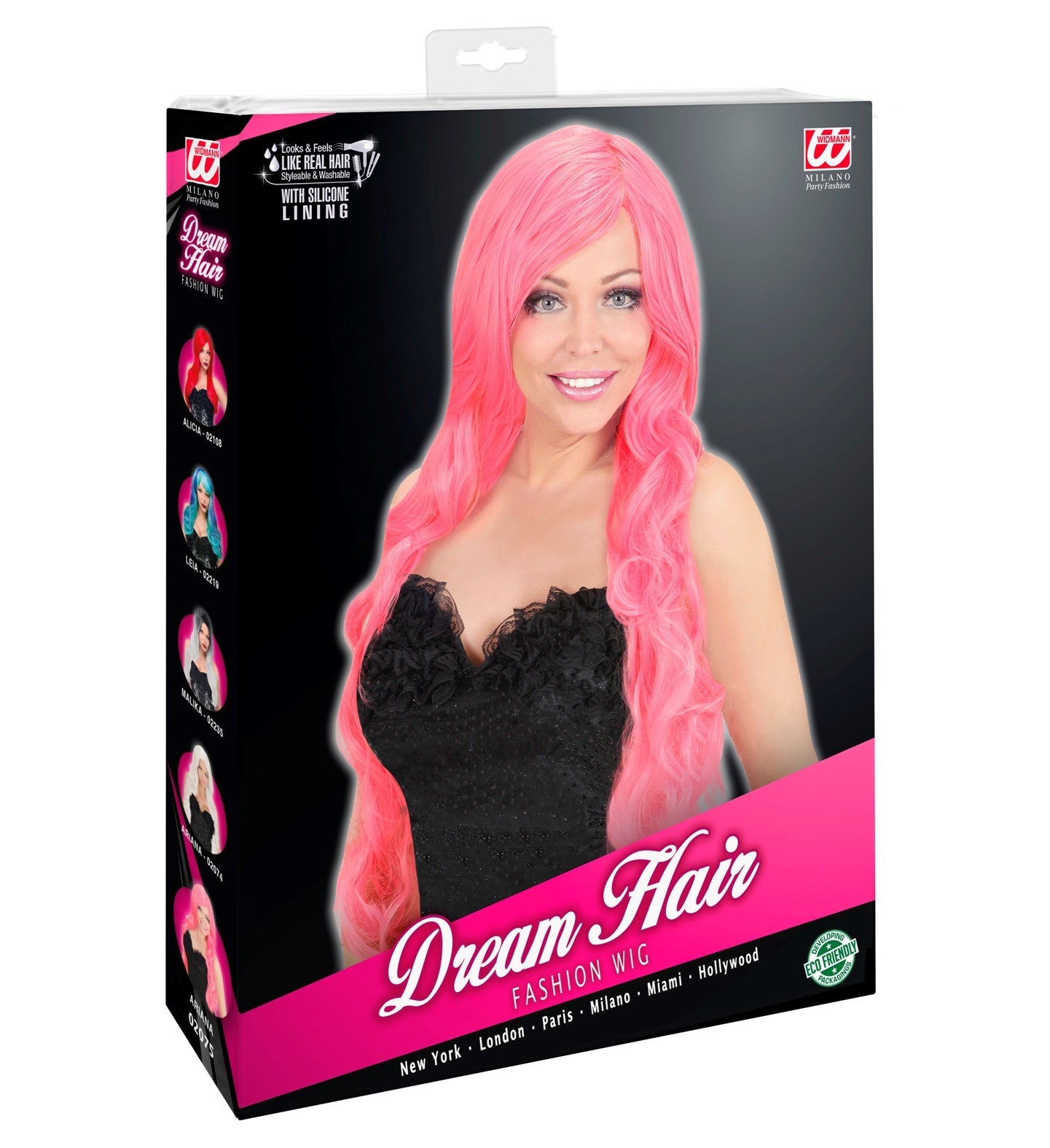 Widmann Extra Lange Pinke Synthetische Perücke – Dream Hair Candyland - Fasnacht24.ch