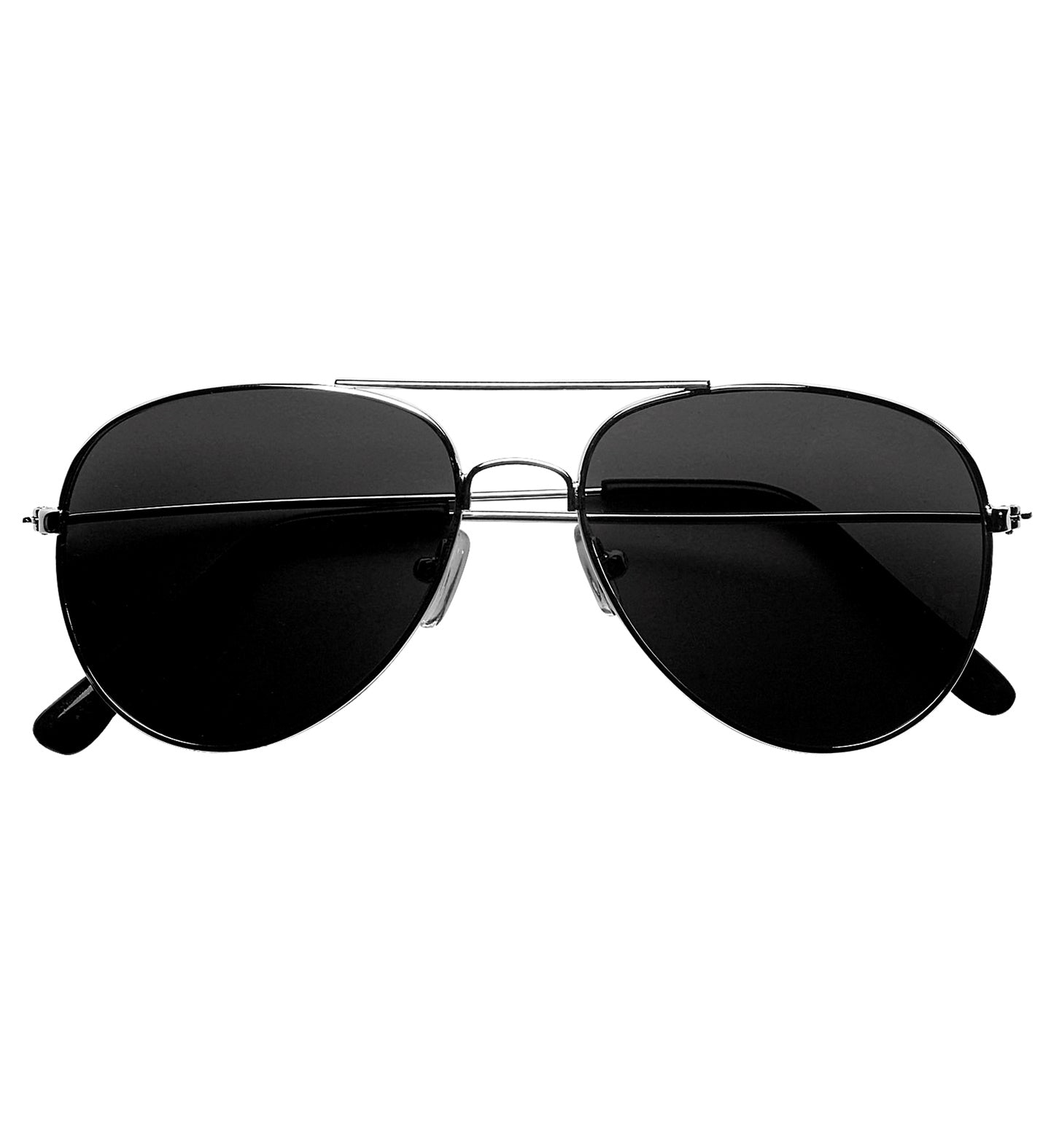 Classic aviator sunglasses with dark lenses and lightweight metal frame.