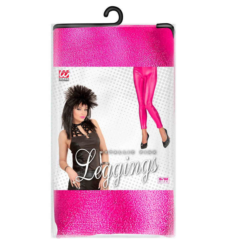 Widmann Neon Pink Metallic Leggings - Fasnacht24.ch – Detailansicht