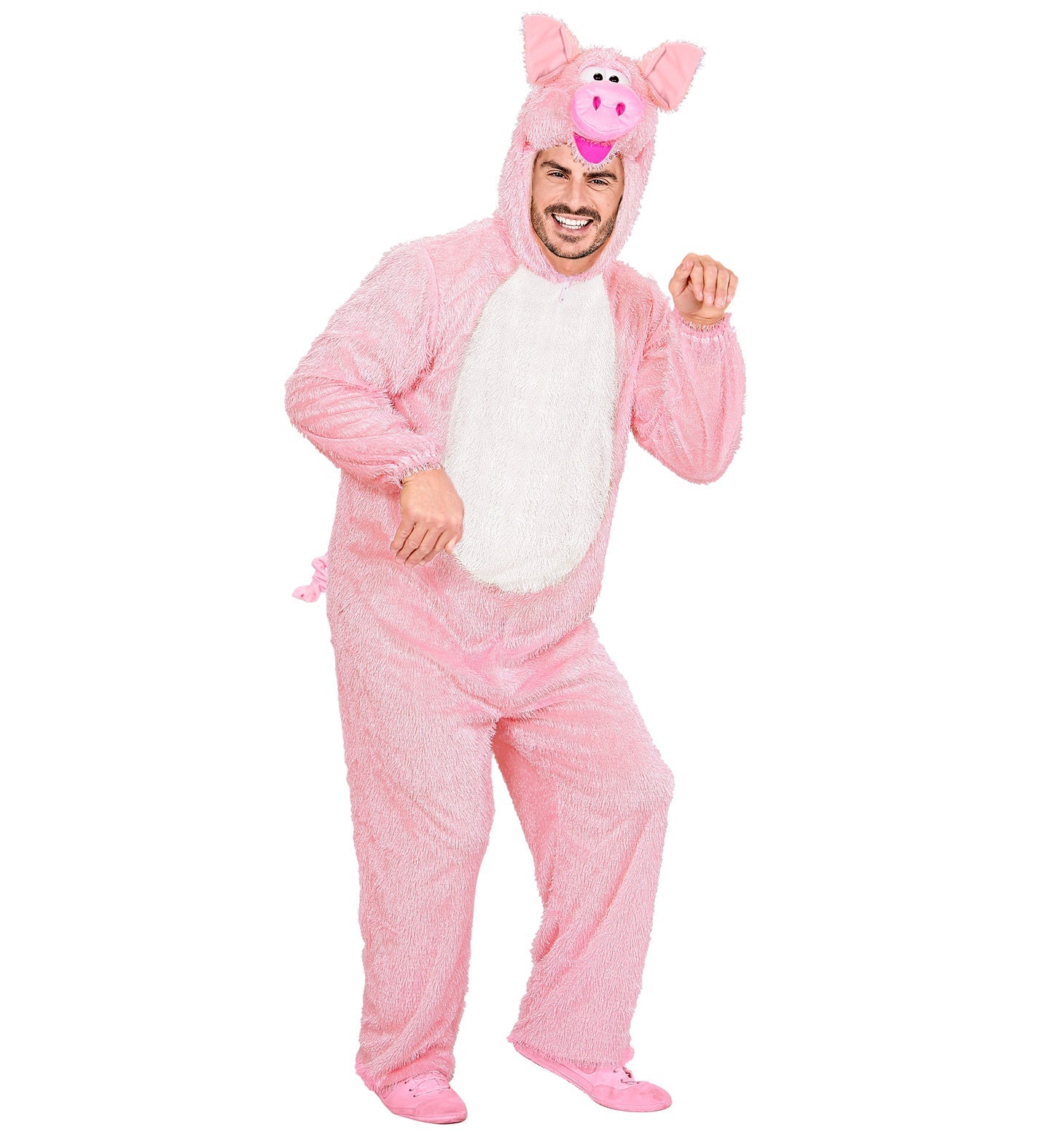 Widmann Plüsch Schweinchen Kostüm Overall – Rosa, Mikrofaser, Einheitsgröße - Fasnacht24.ch