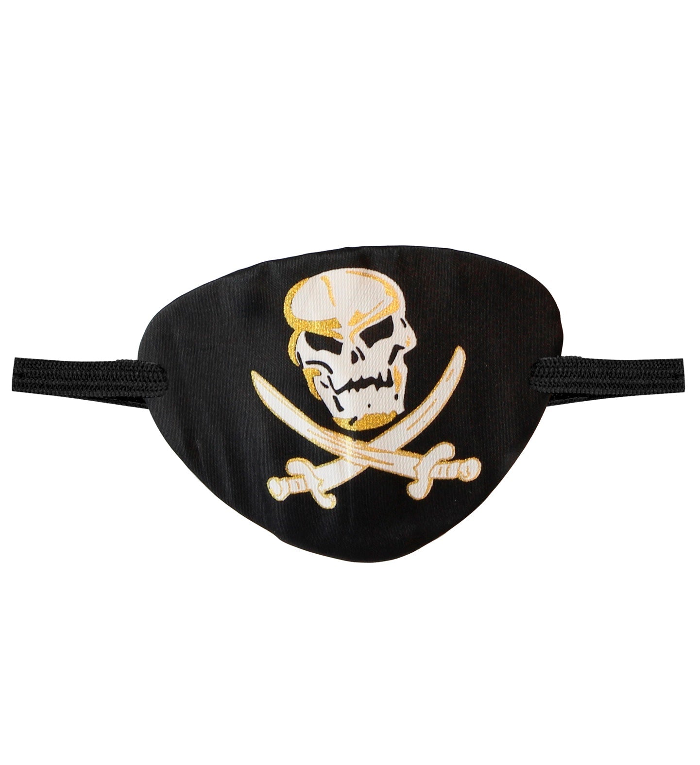 Schwarze Piraten-Augenklappe aus Filz mit Totenkopf-Logo und elastischem Band für Erwachsene und Kinder