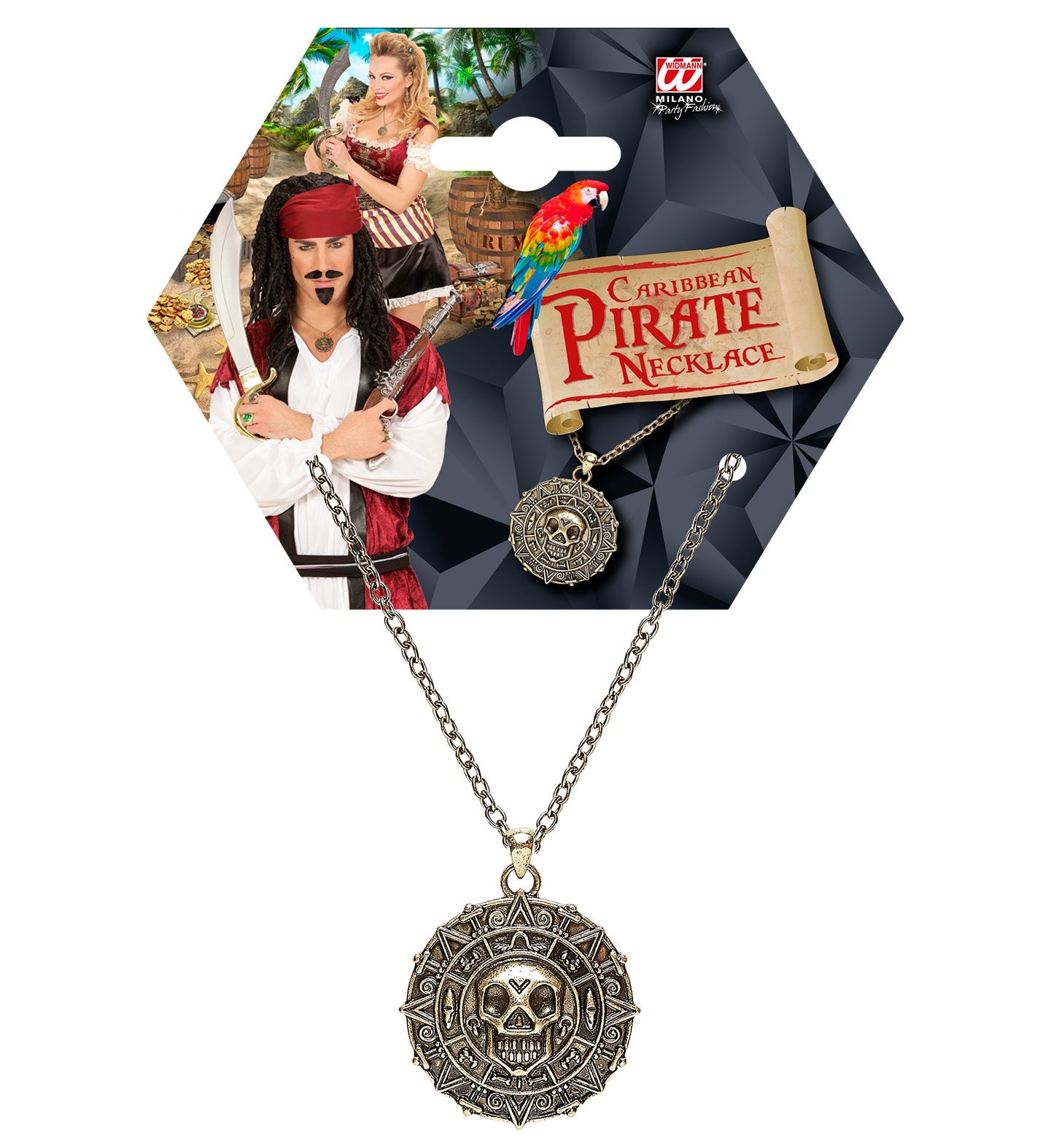 Widmann Piraten Halskette – Edelstahl Totenkopf Kompass Medaillon - Fasnacht24.ch