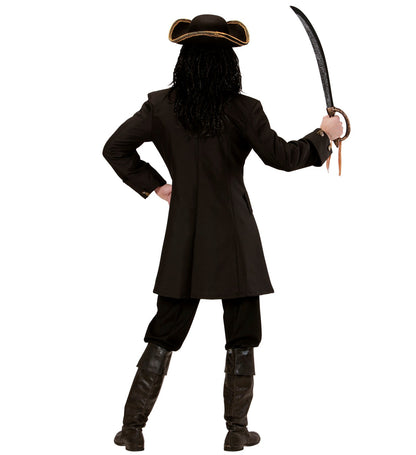 Widmann Piratenjacke Herren – Schwarzer Samt Piratenmantel mit rotem Besatz - Fasnacht24.ch