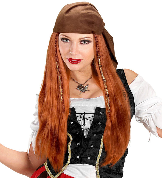 Widmann Piratenperücke Mit Velours-Bandana – Schwarze Herrenperücke - Fasnacht24.ch