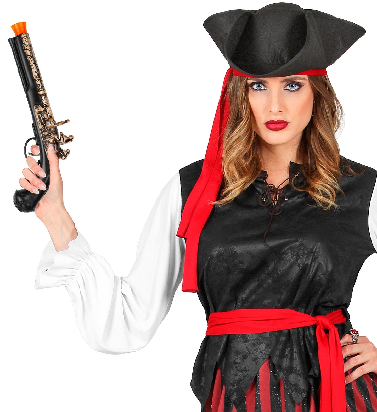 Widmann Piratenpistole in Holzoptik, 28 cm lang, sicher für Kinder zum Spielen.