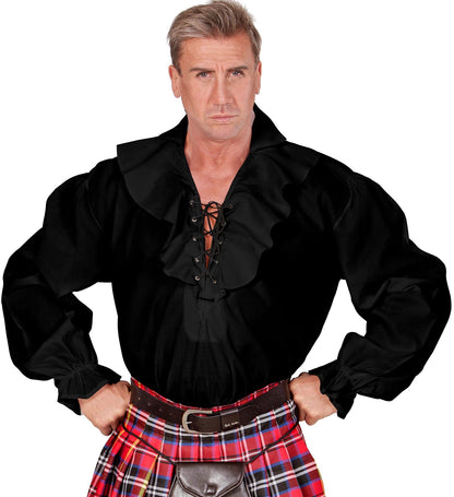 Piratenhemd Herren – Widmann Renaissance Shirt Schwarz Mit Rüschen - Fasnacht24.ch
