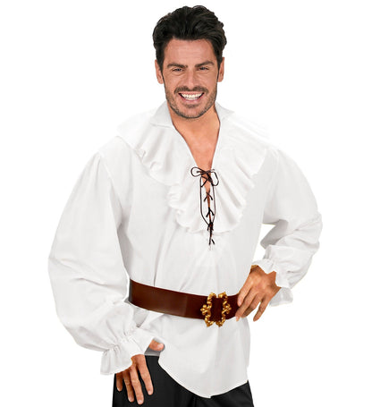 Widmann Herren Piratenhemd – Weißes Renaissance Shirt Mit Rüschen - Fasnacht24.ch