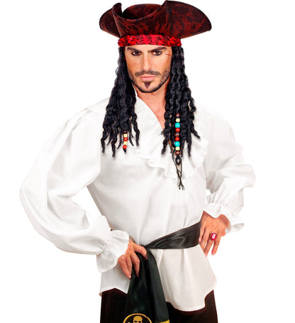 Widmann Herren Piratenhemd – Weißes Renaissance Shirt Mit Rüschen - Fasnacht24.ch