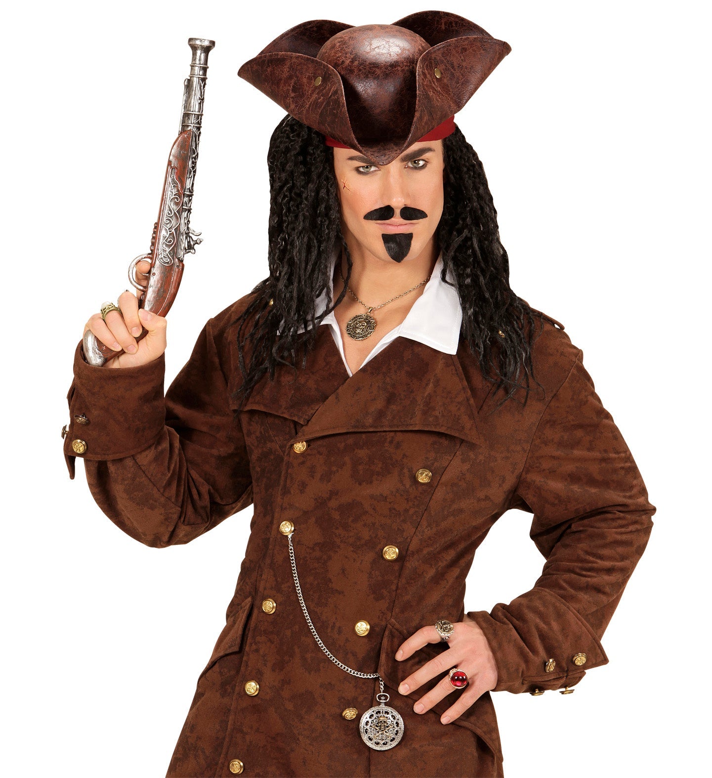 Verstellbarer Piratenring mit Totenkopf und gekreuzten Knochen aus der Widmann-Kollektion.