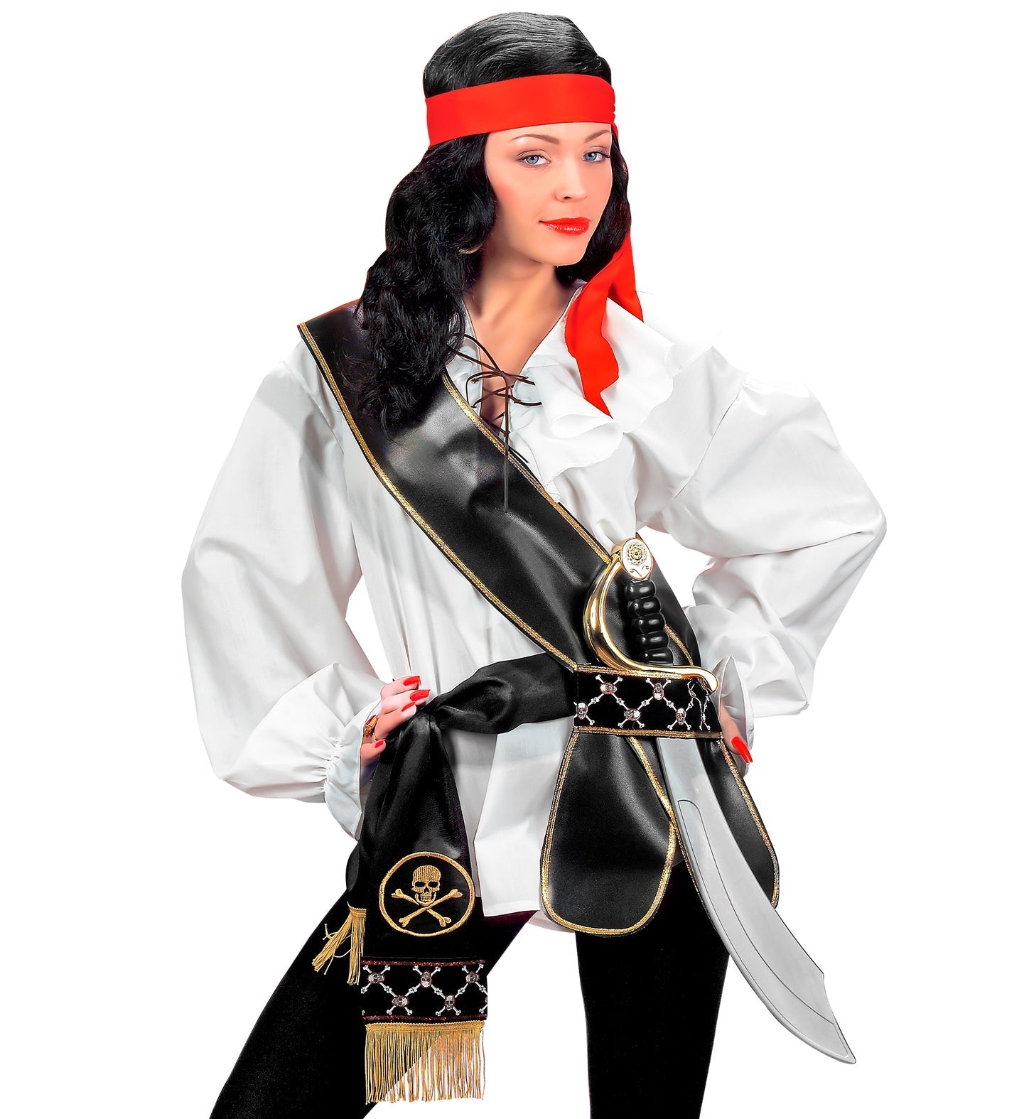 Verstellbarer Piraten-Schwerthalter in authentischer Lederoptik mit Gurt.