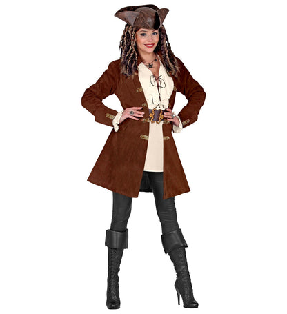 Widmann Pirate Damen Mantel – Faux Wildleder Kostümjacke Braun - Fasnacht24.ch