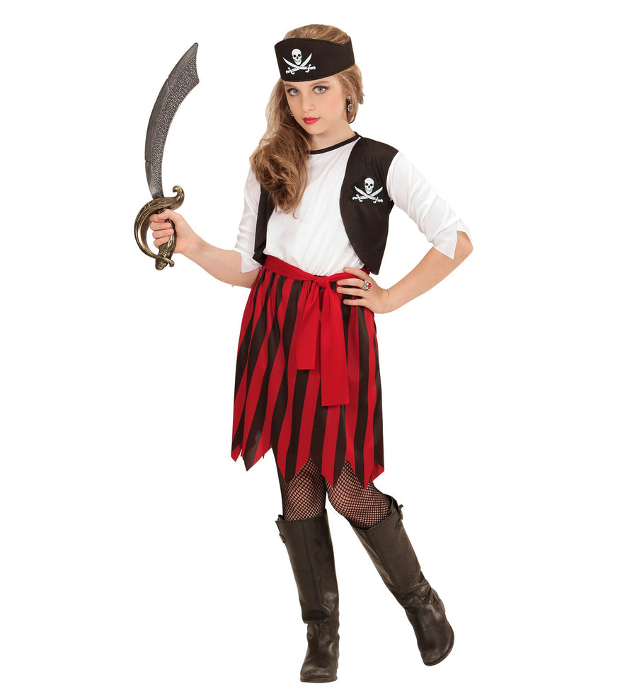 Widmann Piratenkostüm Mädchen – Komplettes 4-Teile-Set Rot-Schwarz - Fasnacht24.ch
