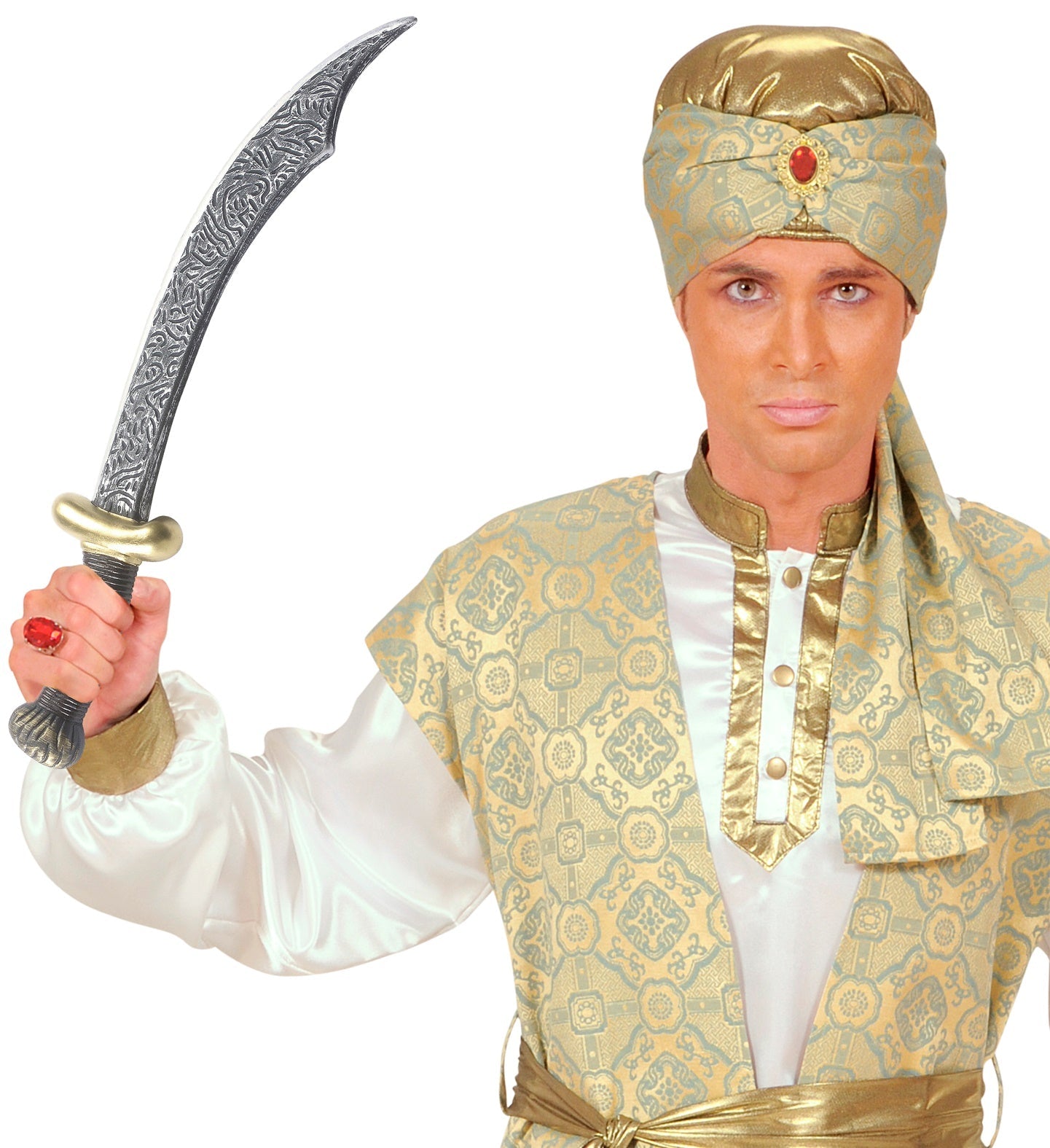 Piratenschwert aus Kunststoff, 46 cm lang, mit antik-silberner Oberfläche und rutschfestem Griff.