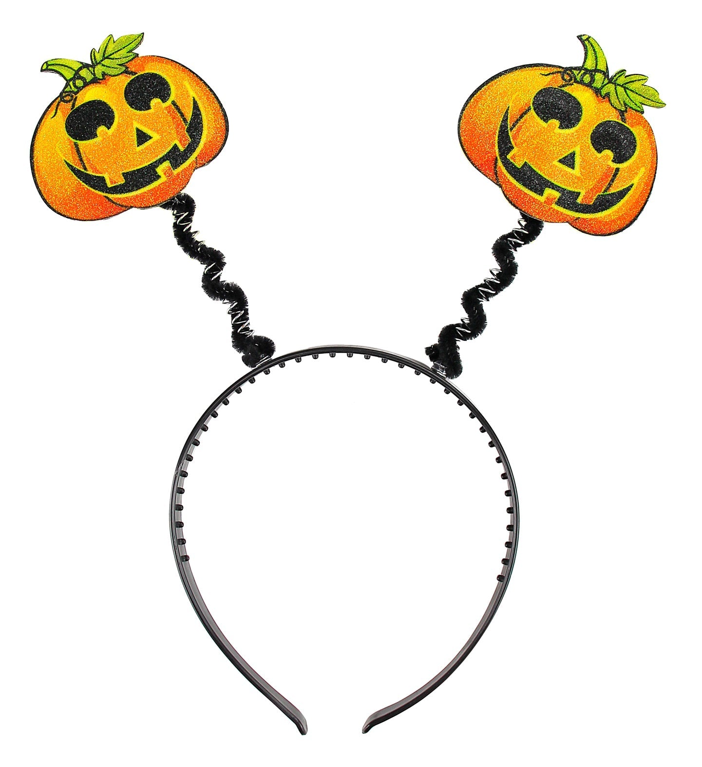 Reflektierender orangefarbener Kürbis Haarreif mit schwarzem Band für Halloween und Sicherheit