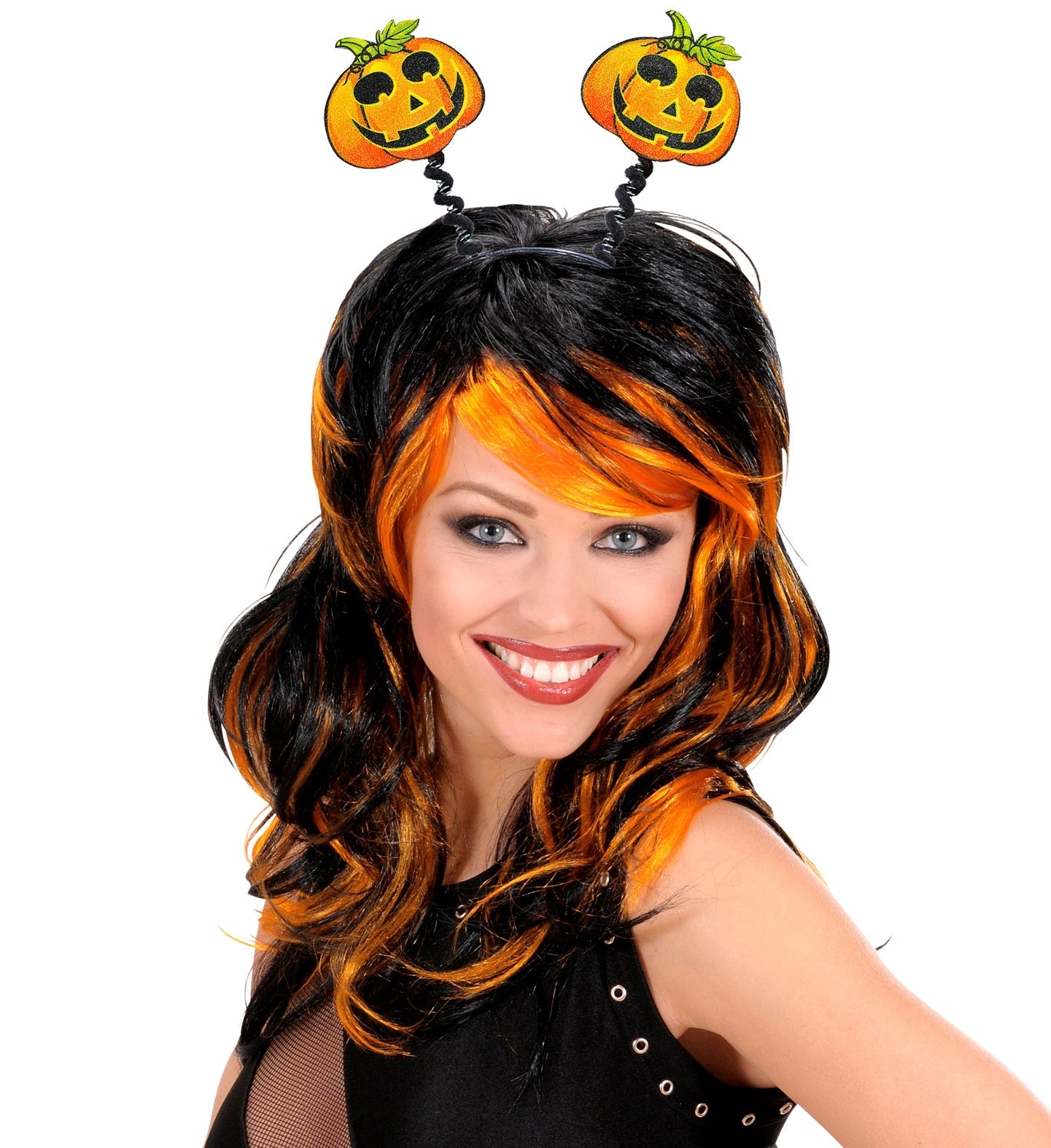 Reflektierender Kürbis Haarreif in Orange mit elastischem, rutschfestem Band für Halloween.