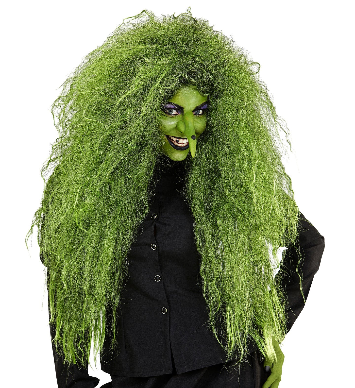 Hexen Perücke Grün – Widmann Riesen Volumen-Friese Für Halloween - Fasnacht24.ch