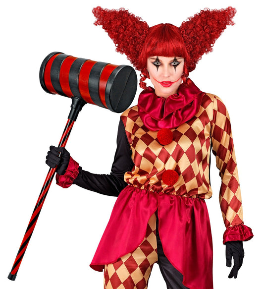 Schwarzer und roter Riesenhammer aus Schaumstoff, 78 cm lang, ideal für Halloween.