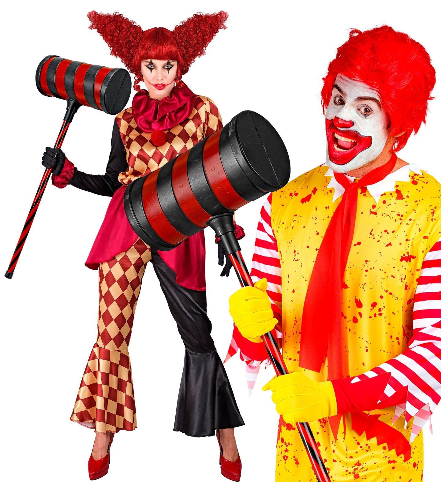 Schwarzer und roter Riesenhammer aus Schaumstoff, 78 cm lang, für Halloween-Dekoration.