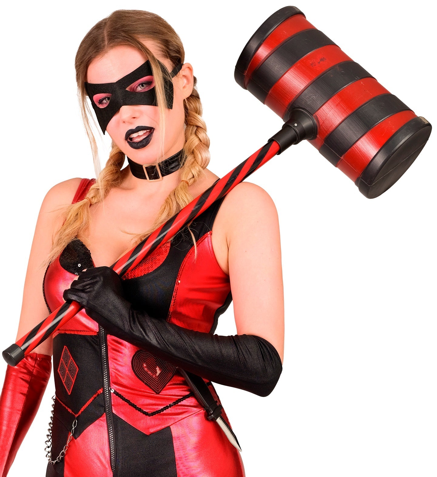 Schwarzer und roter Riesenhammer aus Schaumstoff, 78 cm lang, mit Stahlkern und wetterfestem Finish