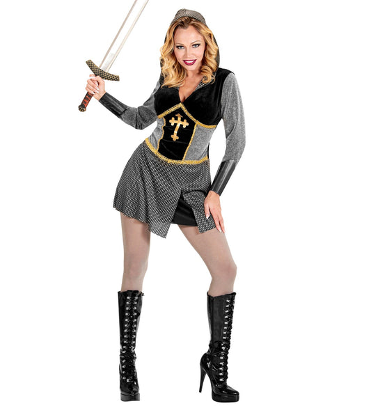 Widmann Ritterin Kostüm – Mittelalter Kleid Mit Kapuzenumhang Und Armbändern - Fasnacht24.ch