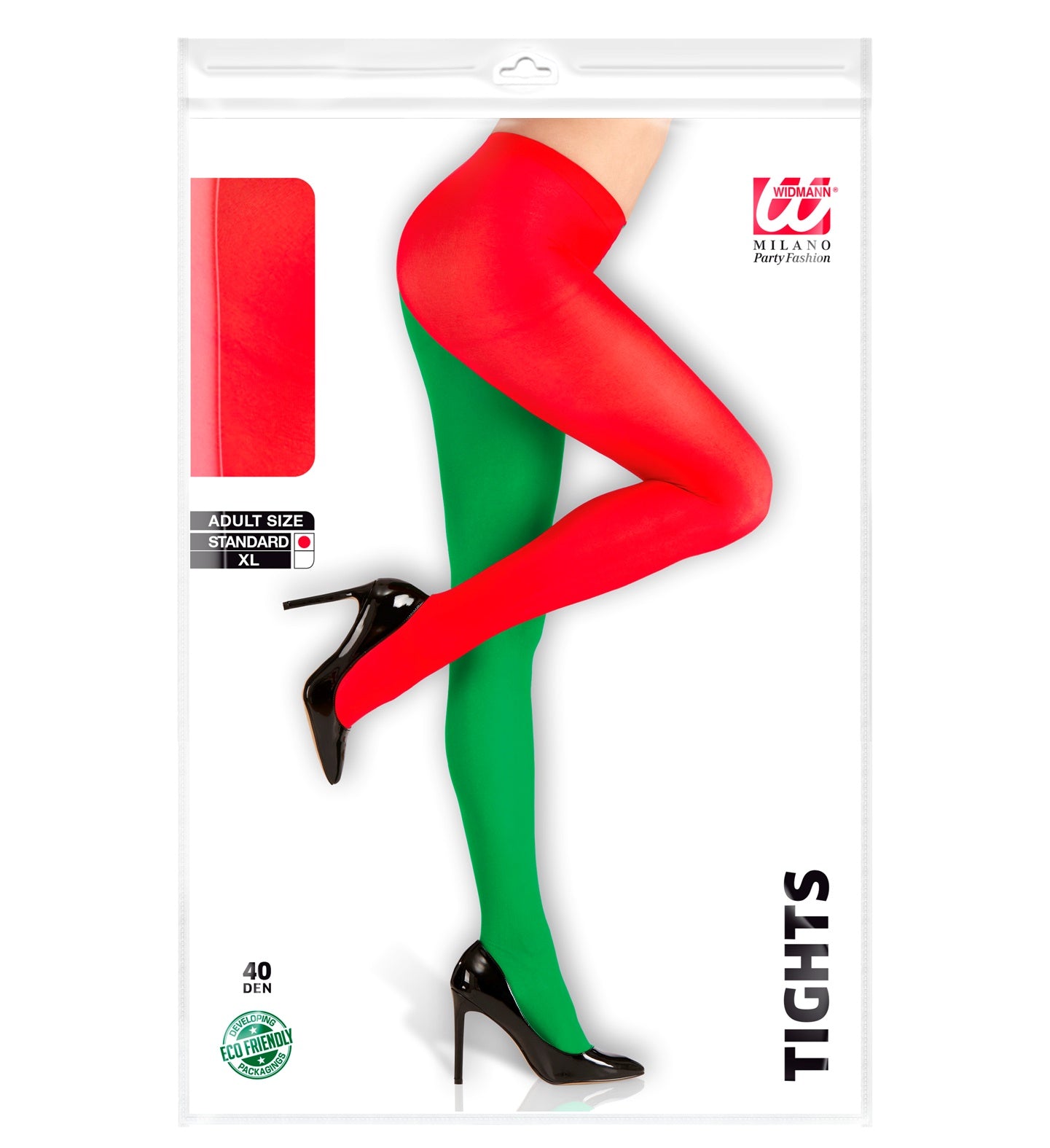 Strumpfhose 40 DEN – Widmann Weihnachtself Rot Grün Festlich - Fasnacht24.ch