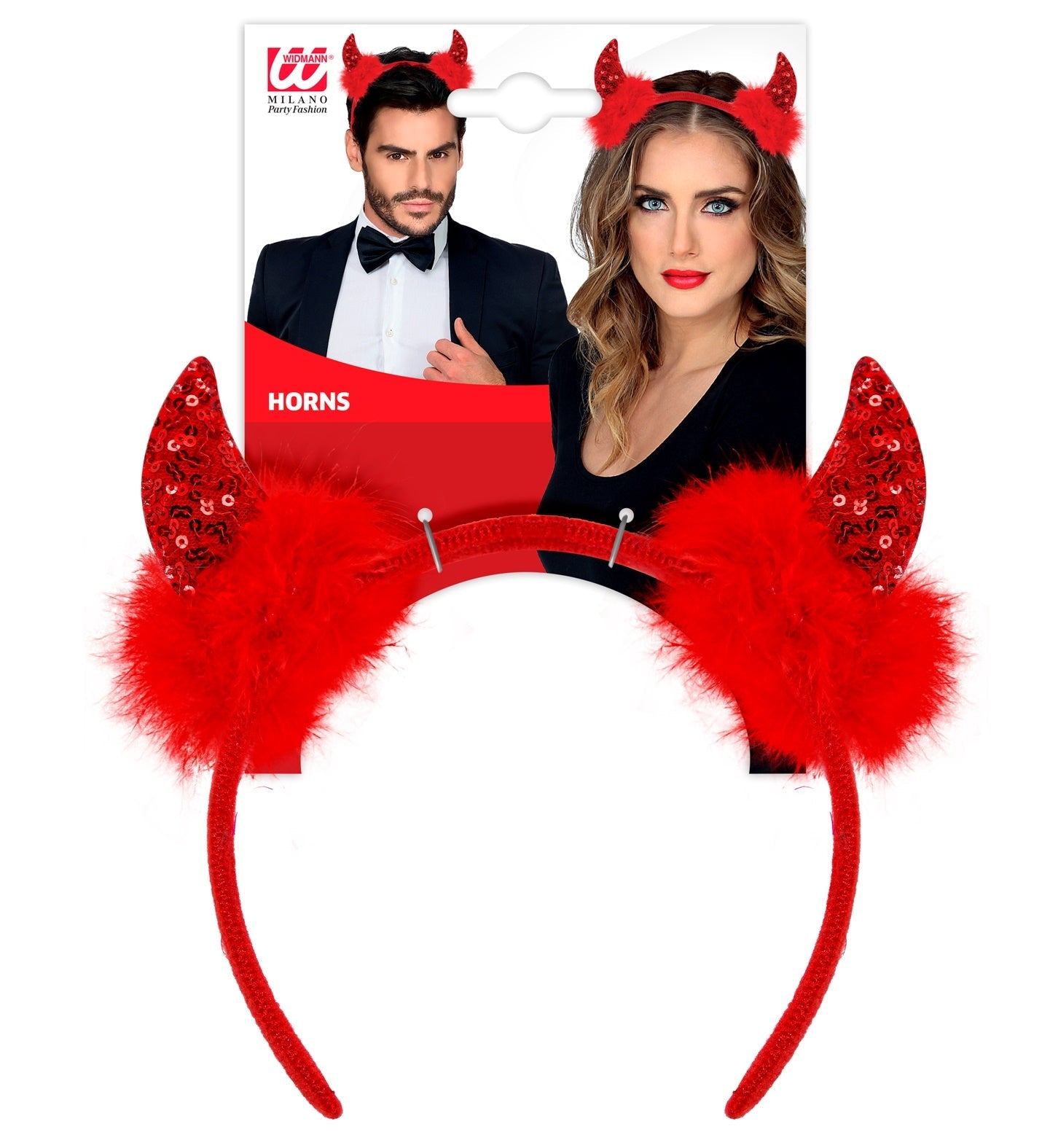 Widmann Teufelshörner Rot Mit Glitzer – Halloween Kostüm Zubehör - Fasnacht24.ch
