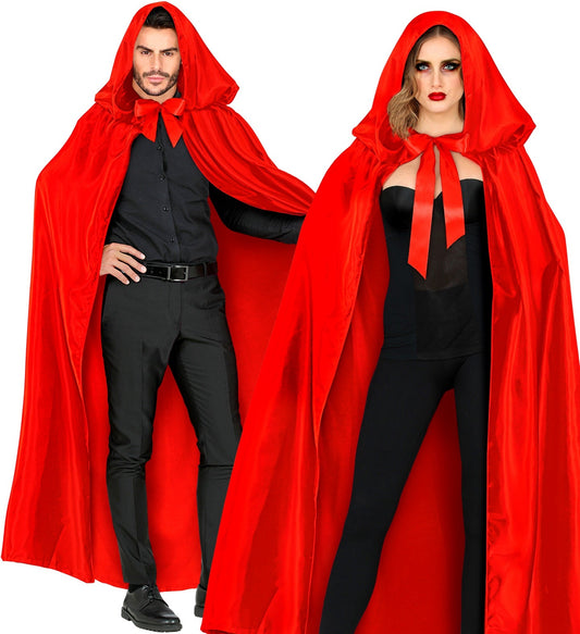 Roter Satin Umhang mit Kapuze 145cm – Widmann Kostümzubehör - Fasnacht24.ch