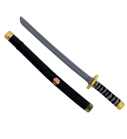 Mattschwarzes 60 cm Samurai Ninja Spielzeugschwert mit passender Scheide aus ABS Kunststoff
