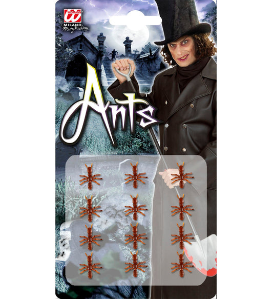 Große, handbemalte Gummiameisen in einem 12er-Pack für realistische Halloween-Dekoration.