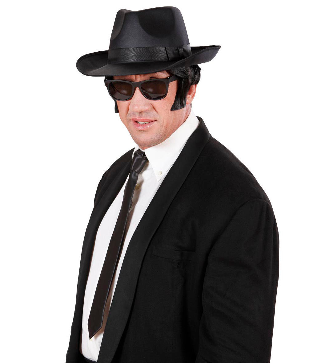 Schmale schwarze Satin-Krawatte von Widmann mit glänzendem, glattem Stoff für Herren