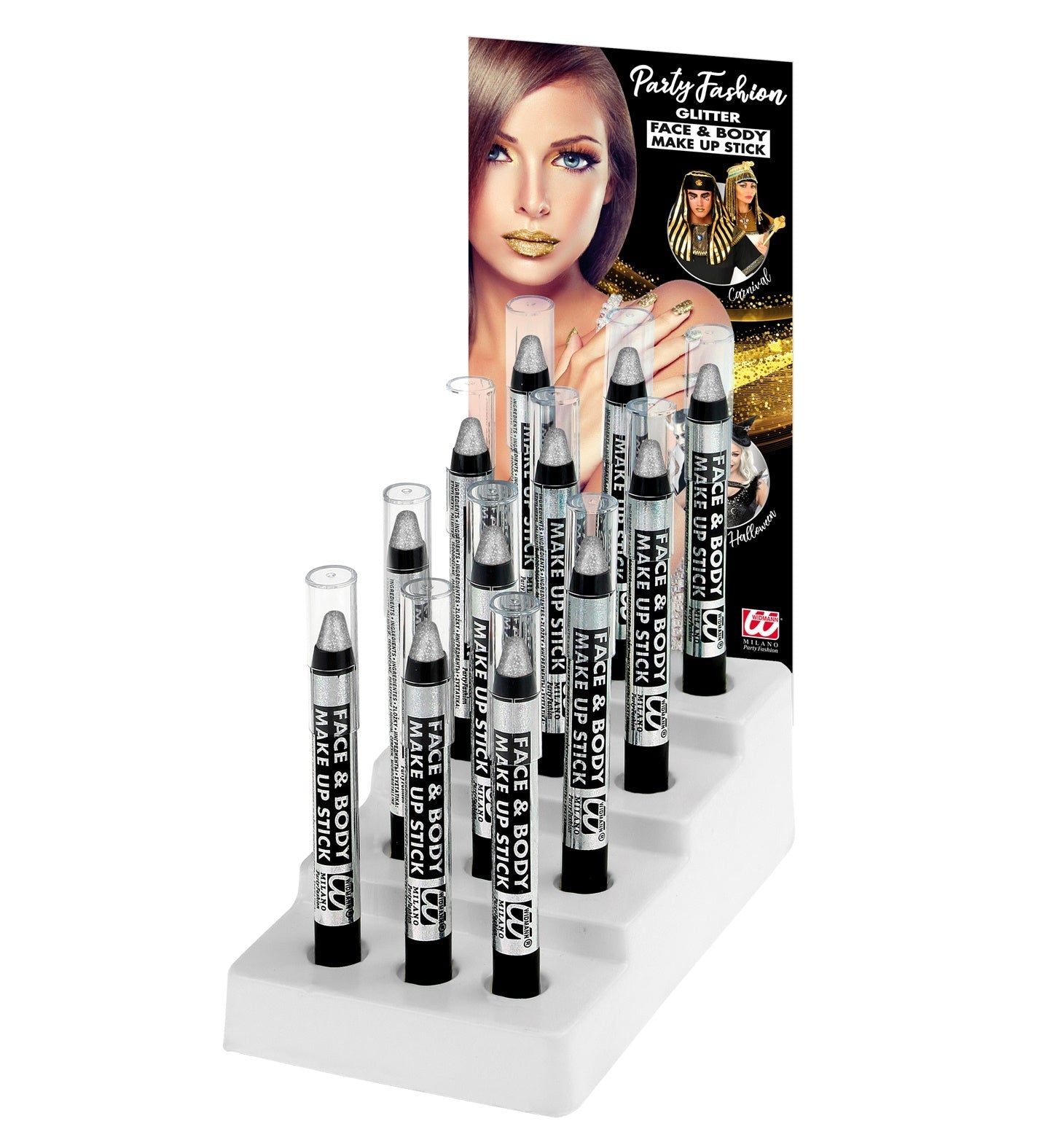 Widmann Silber Glitter Gesichtsbemalung Stift – 3,5 ml Wasserlöslich - Fasnacht24.ch