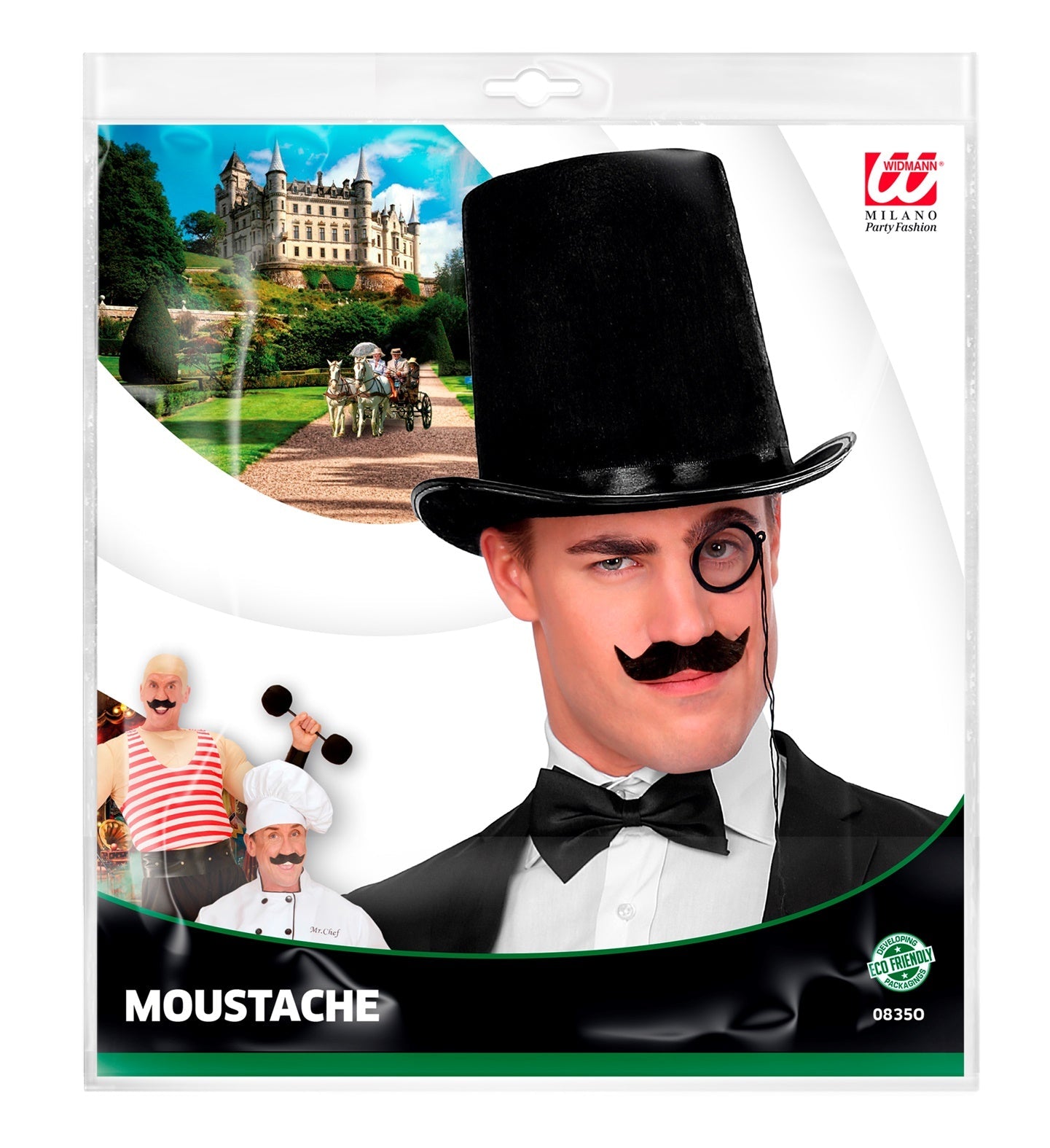 Widmann Selbstklebender Schwarzer Schnurrbart – Diplomat Modell - Fasnacht24.ch
