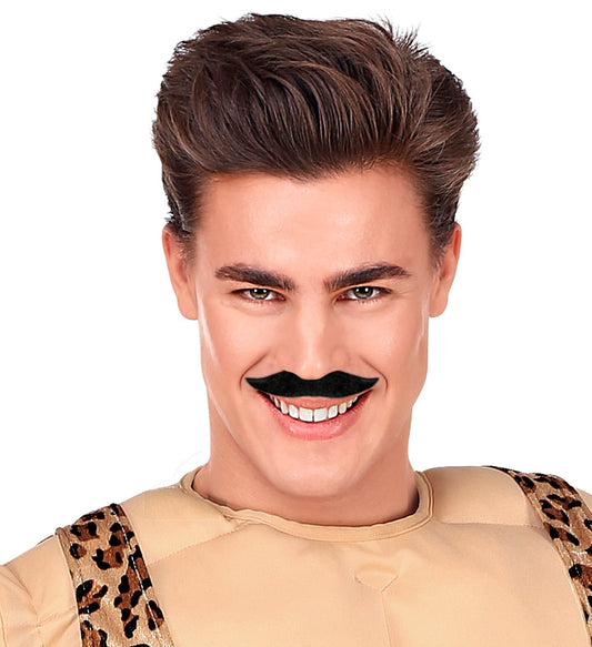 Selbstklebender schwarzer Schnurrbart für Kostüme, flexibel und leicht anzubringen.