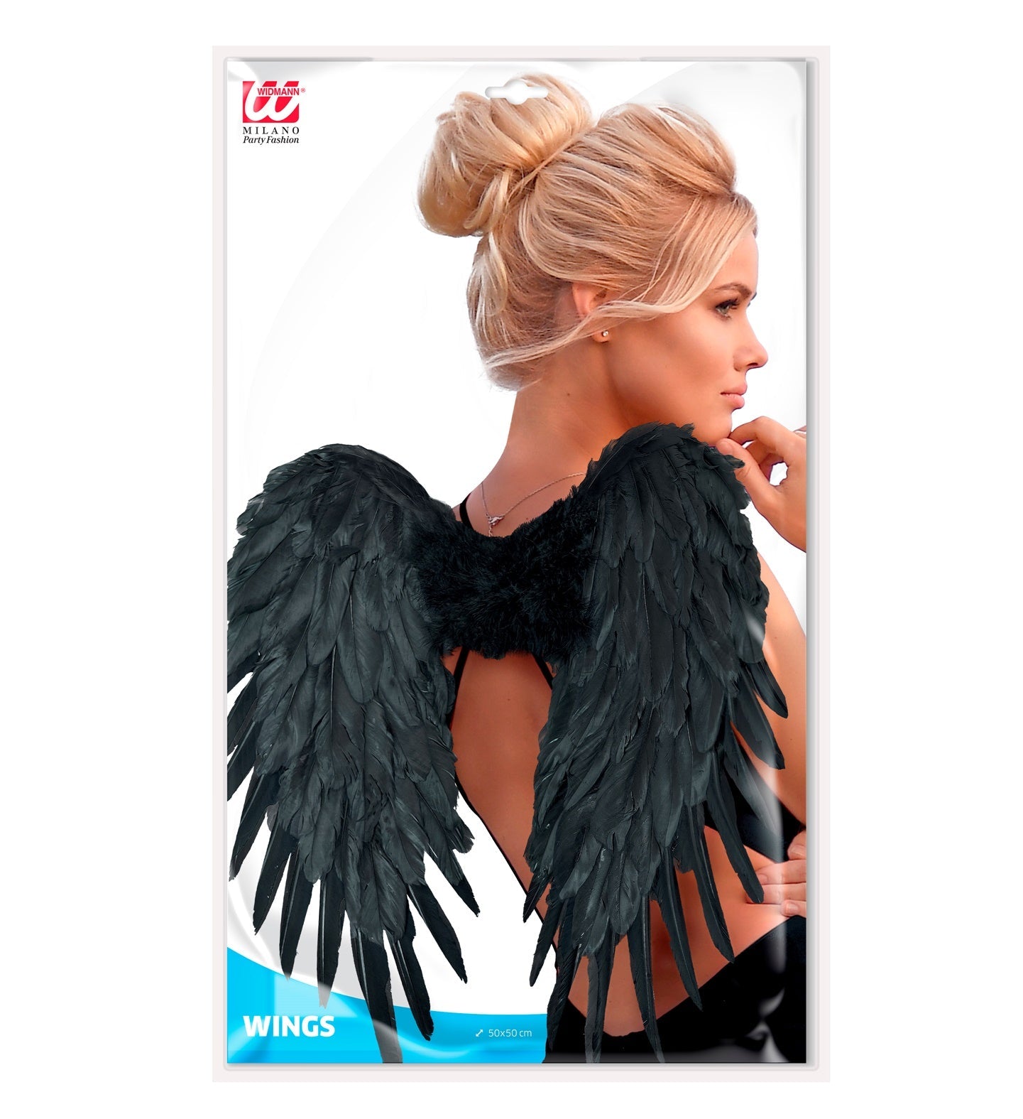 Widmann Schwarze Federnflügel – Faltbar 50 cm Für Kostüme & Cosplay - Fasnacht24.ch