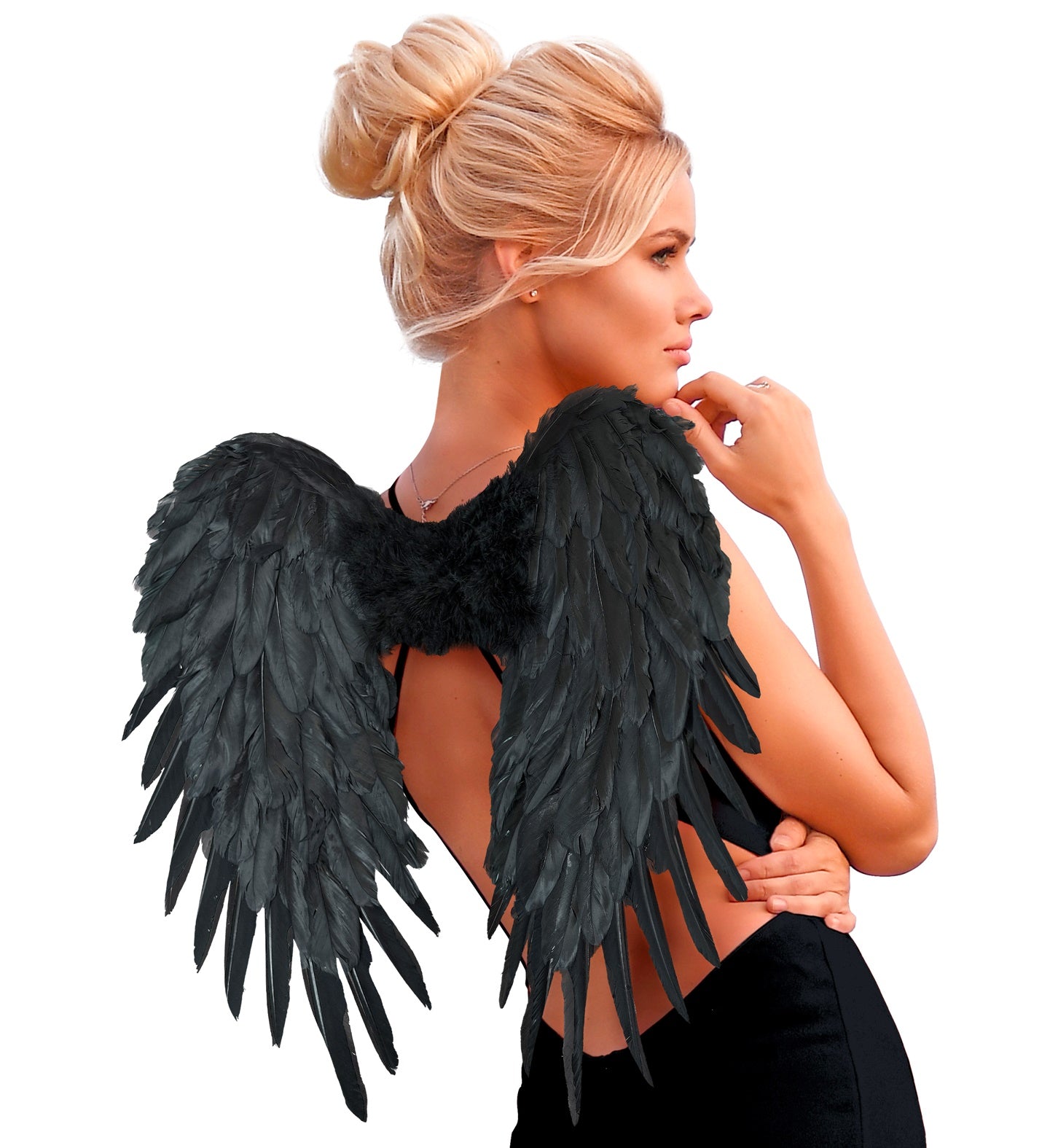 Widmann Schwarze Federnflügel – Faltbar 50 cm Für Kostüme & Cosplay - Fasnacht24.ch