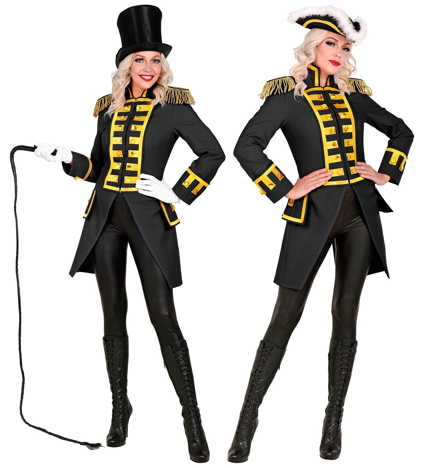 Widmann Damen Paradefrack – Schwarzer Satin Tuxedo mit Goldverzierung - Fasnacht24.ch