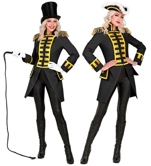 Widmann Damen Paradefrack – Schwarzer Satin Tuxedo mit Goldverzierung - Fasnacht24.ch