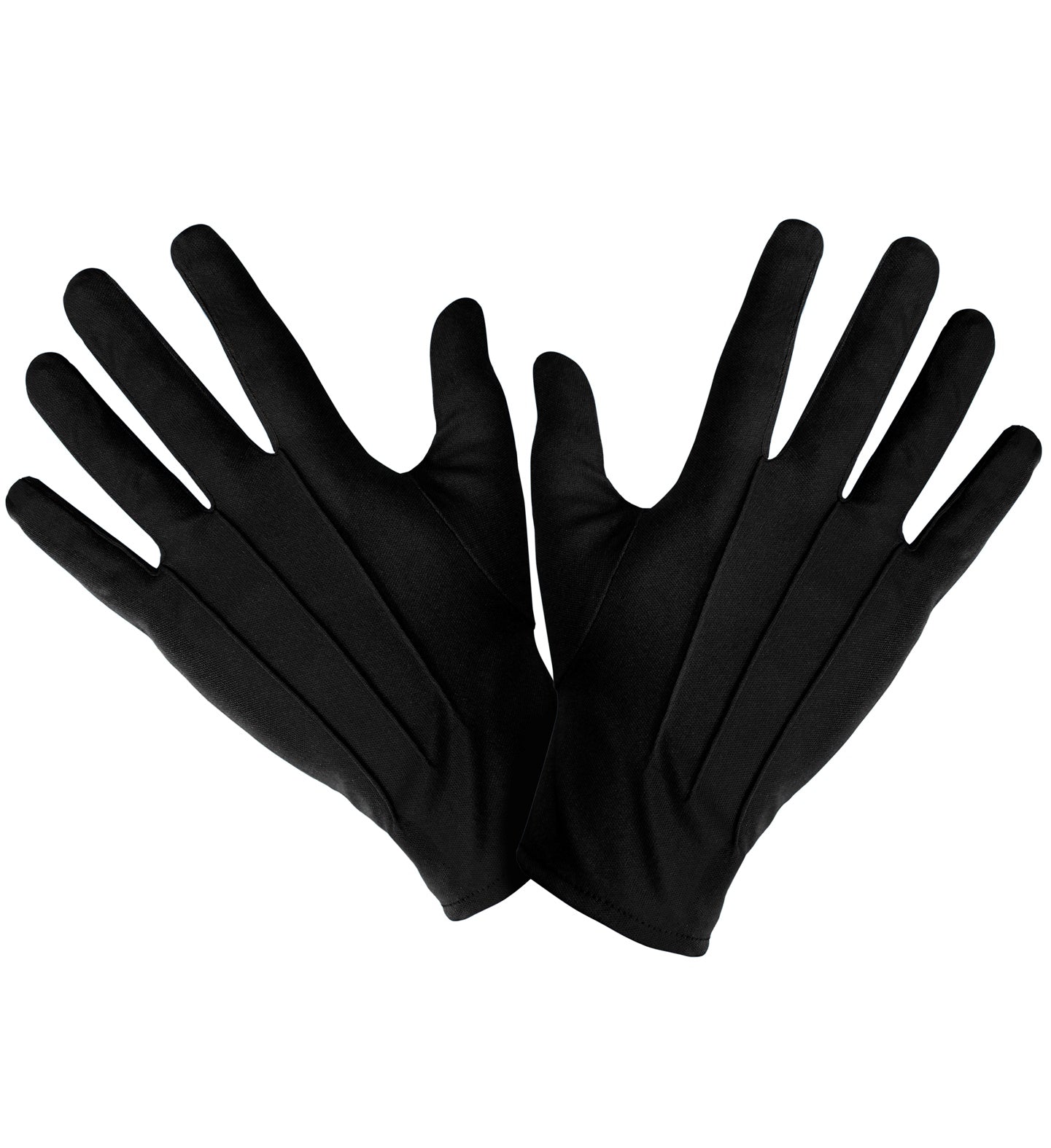 Schwarze, lange Unisex-Handschuhe aus glattem Stoff für Kostüme und Charaktere.