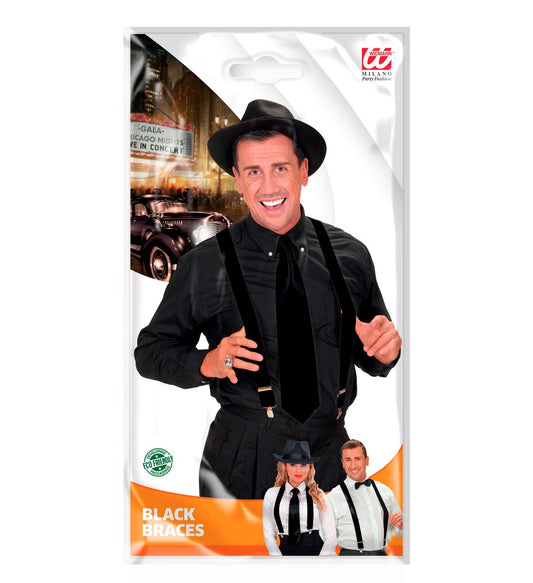 Hosenträger Schwarz – Widmann Elastisch Verstellbar 120 cm Lang - Fasnacht24.ch