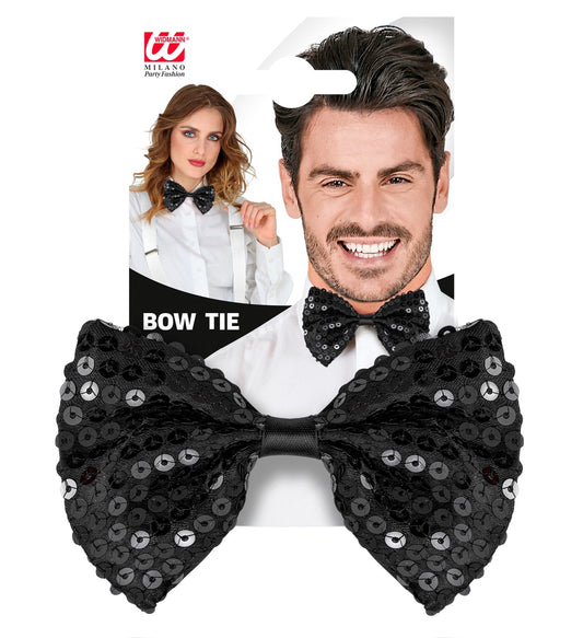 Fliege Widmann – Schwarze Pailletten Schleife Mit Verstellbarem Band - Fasnacht24.ch