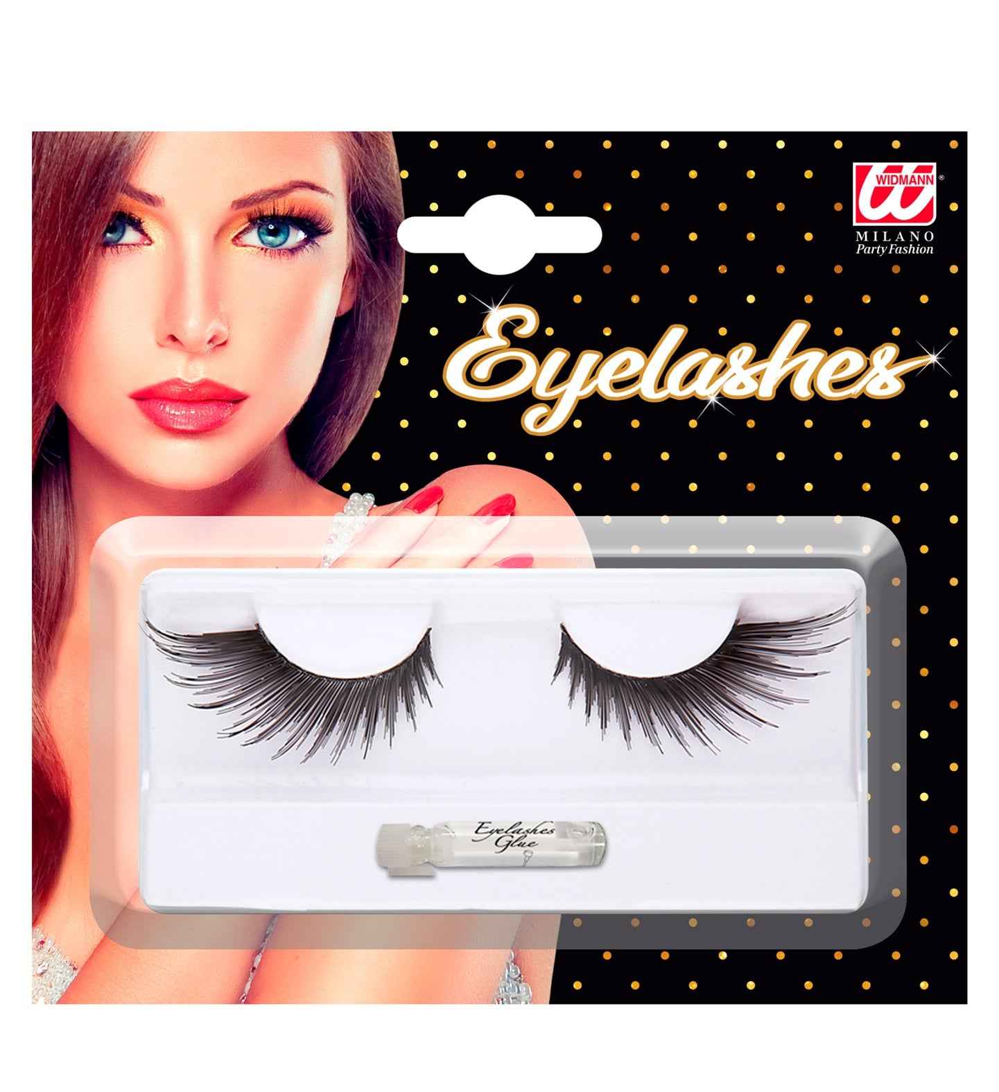 Widmann Schwarze Spitzflügel Falsche Wimpern Mit Kleber – Wiederverwendbar - Fasnacht24.ch
