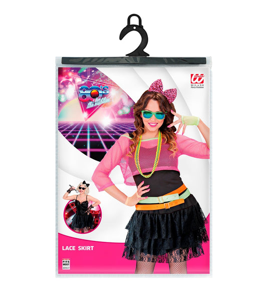 Schwarzer Tutu Rock mit Spitze, schwingend und elegant, ideal für Damen.