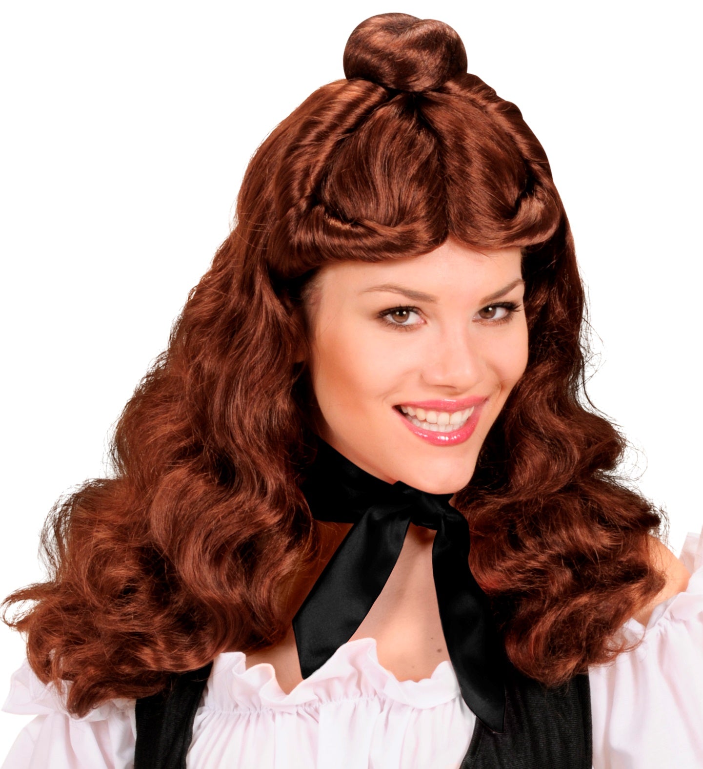 Schwarzer Satin-Halsschal für Damen, glatt und glänzend, elegant gebunden.