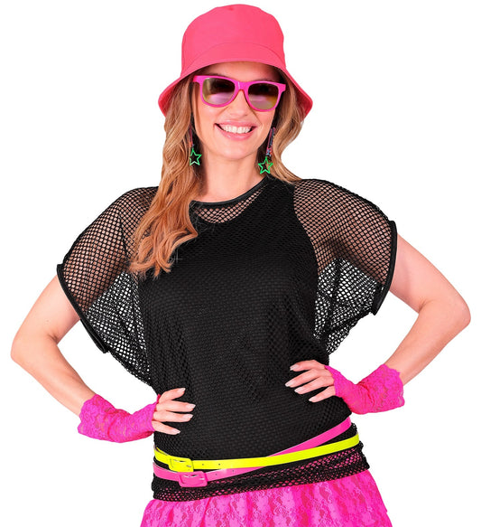 Schwarzes Mesh-Shirt von Widmann, kurzärmelig und transparent, ideal für lässige Outfits.