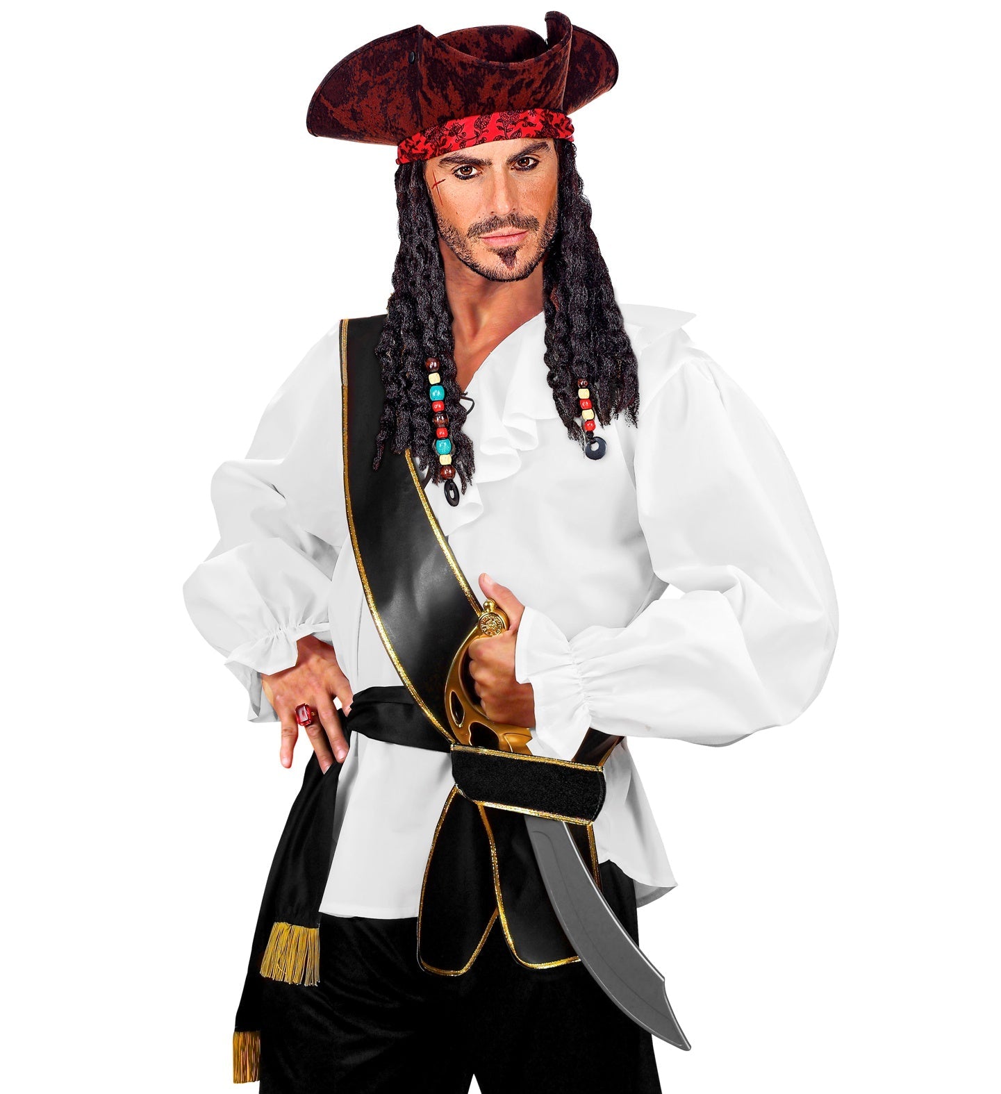 Brauner Piraten Schwerthalter in Lederoptik für Spielschwerter bis 5 cm Breite.