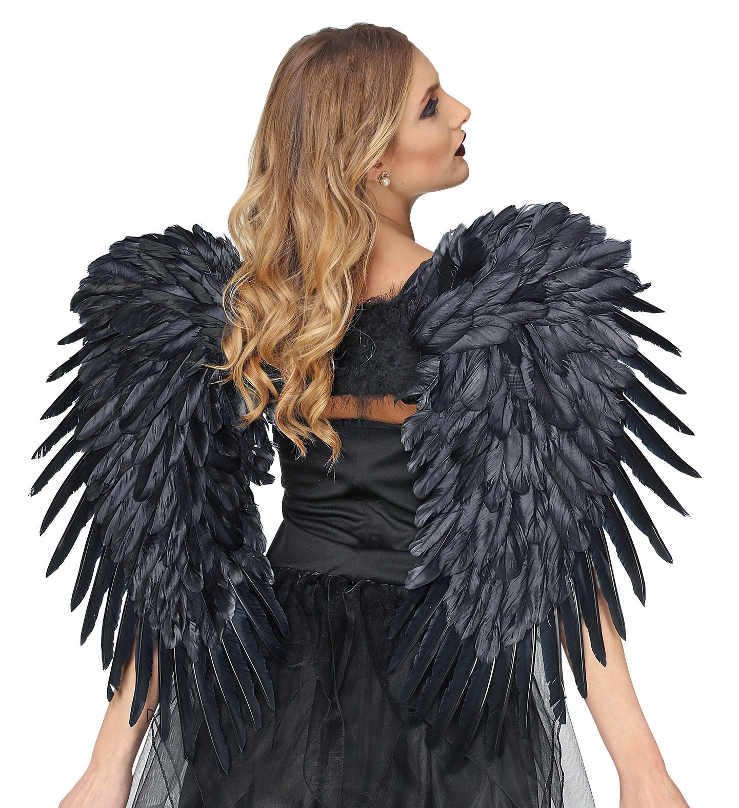 Schwarze Federflügel von Widmann, oversized, 80x60cm, elegant und dramatisch.
