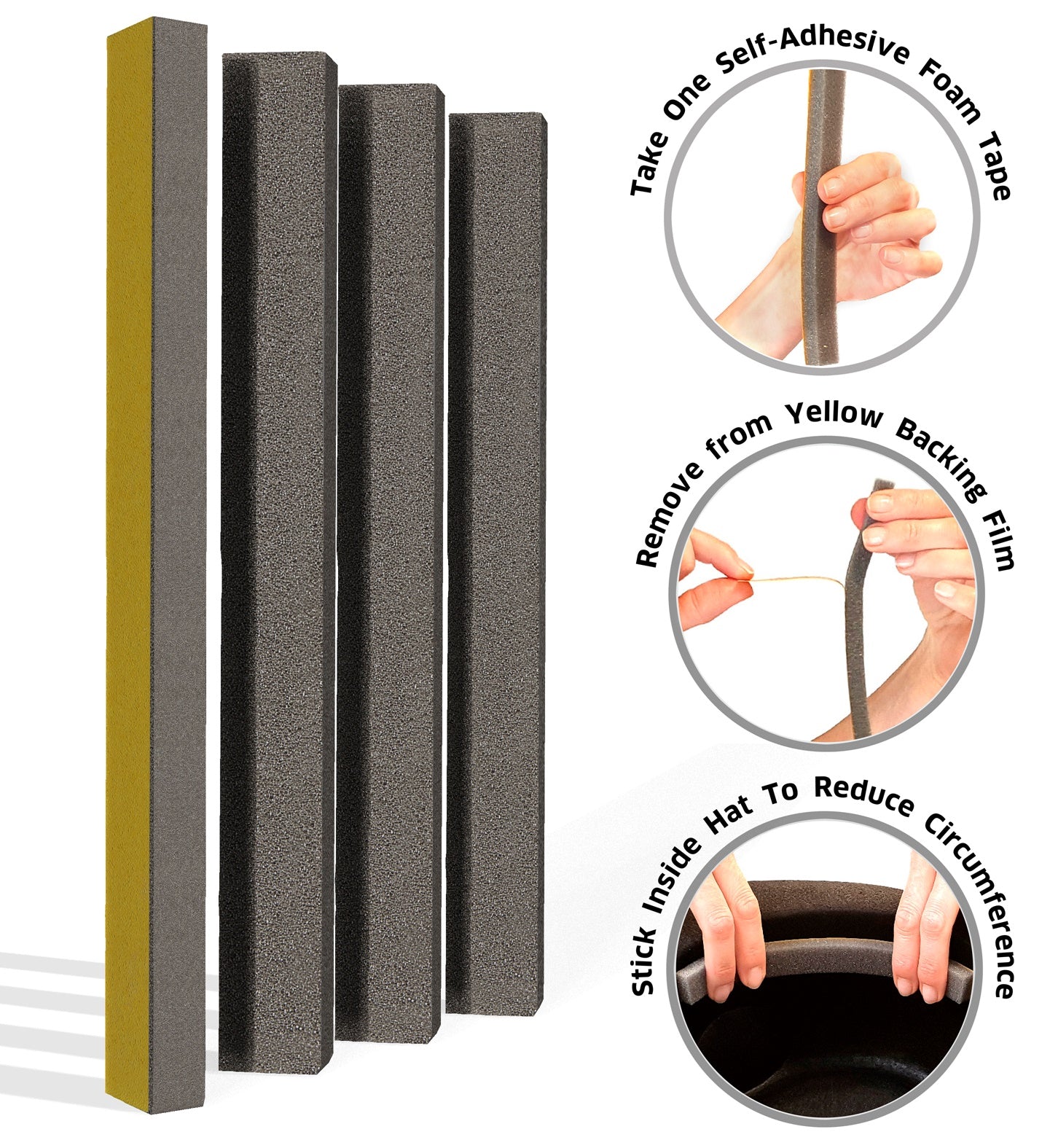 Widmann Selbstklebende Schaumstoffstreifen – Hutgrößenanpassung, Schweißresistent - Fasnacht24.ch