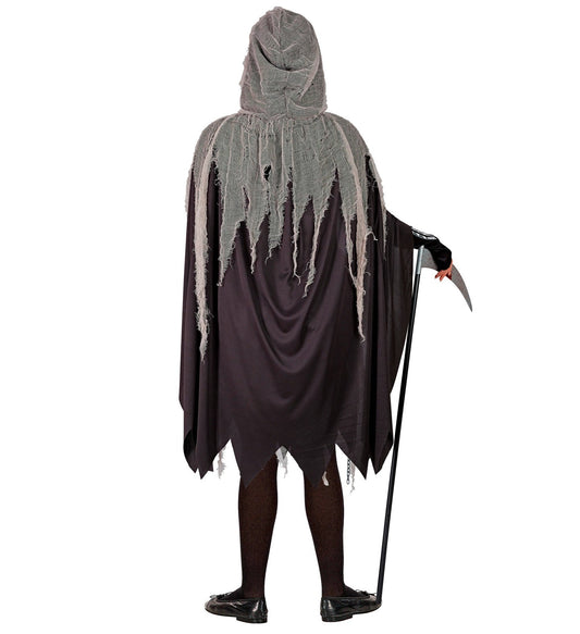 Schwarzes Skelettkleid mit Knochenmuster, Strumpfhose und Umhang für Mädchen.