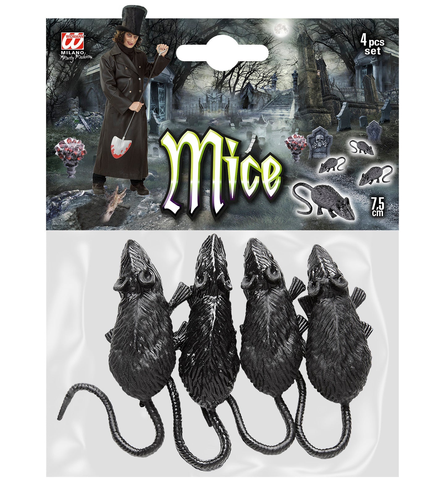 Widmann Gummimäuse Set – 4 Stück, 9cm – Haltbares Katzenspielzeug - Fasnacht24.ch